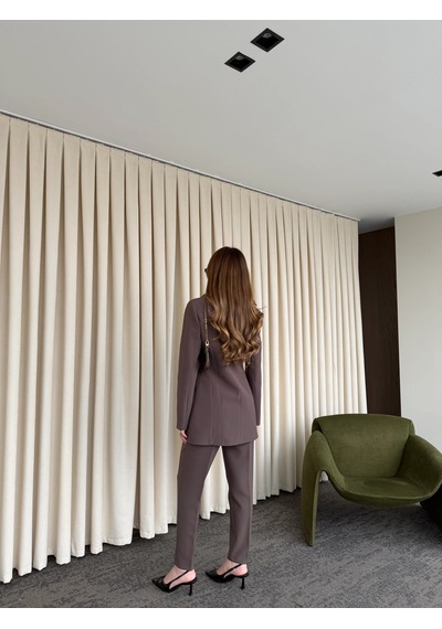 Laluvia Kahverengi Belden Oturtma Blazer Ceket - 9684 Kahverengi