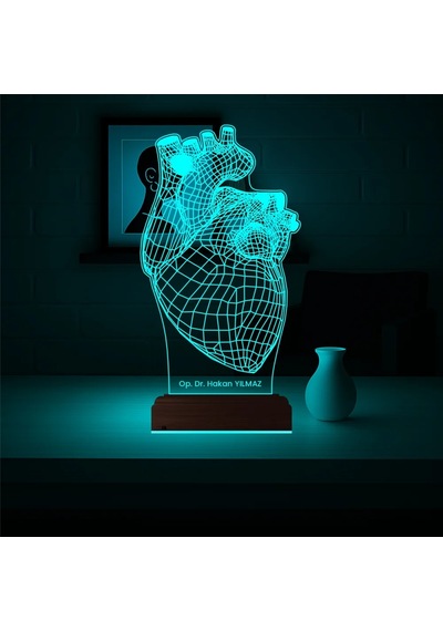 Luvivia Kalp Cerrah Kişiye Özel 3d Lamba - Masa Gece Lambası Şeffaf