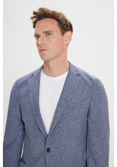 Ac&co Erkek Lacı Slim Fit Mono Yaka Beli Bağlamalı Desenli Takım Elbise