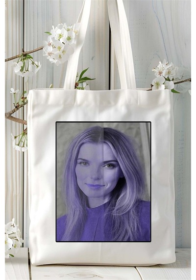 Art Hediye Betty Gilpin Baskılı Bez Çanta Omuz Çantası Kişiye Özel Desen 3 Çok Renkli