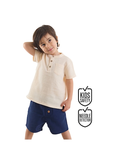 Denokids Erkek Bebek Çocuk Yazlık Müslin Şort Gömlek Takım