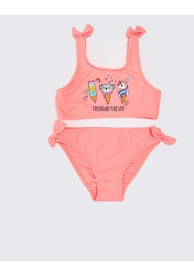 Deep Beach Fiyonklu Kız Çocuk Bikini Takım 001