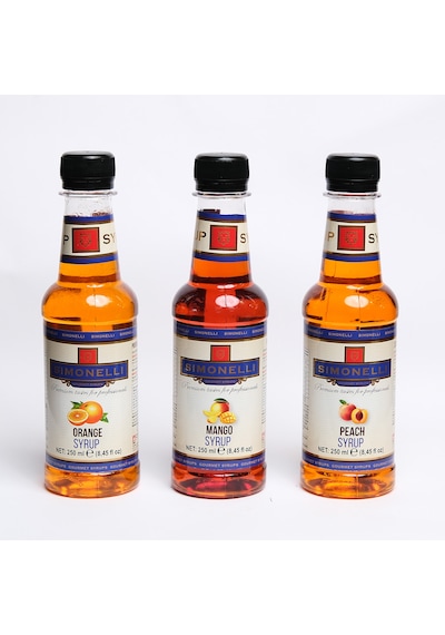 Simonelli 3'lü Şurup Seti Şeftali + Mango + Portakal Kahve Ve Kokteyl Şurubu 3x250ml Diğer