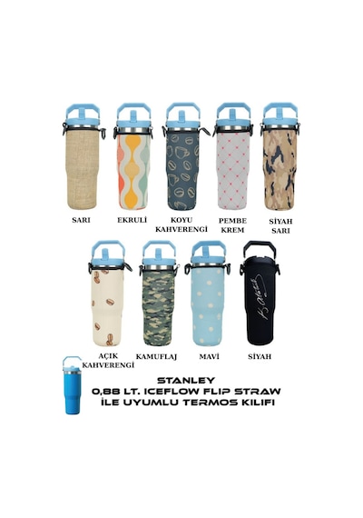 Iceflow Flip Straw 0.88 Lt. İle Uyumlu Omuz Askılı Termos Kılıfı Sarı