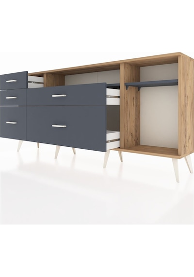 Arges Konsol 2 Raflı 5 Çekmeceli 176x30x83 Çam-antrasit/antrasit Antrasit/antrasit Arges Konsol 2 Raflı 5 Çekmeceli 176x30x83 Çam-antrasit/antrasit Antrasit/antrasit