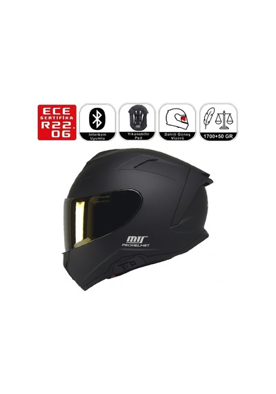 X340 Mat Siyah Motosiklet Kaskı Spoiler Mod Güneş Vizörlü Full Face Kask