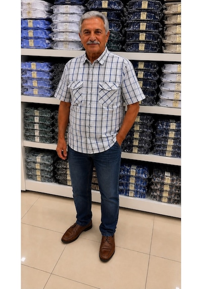 Beyome Erkek Çift Cepli Kısa Kollu Rahat Kalıp Pamuk Gömlek Büyük Beden S-5xl Gri