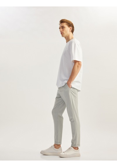Koton Katlamalı Paça Viskon Karışımlı Düğmeli Beli Bağcıklı Slim Fit Pantolon Gri 5sam40034hw Gri Koton Katlamalı Paça Viskon Karışımlı Düğmeli Beli Bağcıklı Slim Fit Pantolon Gri 5sam40034hw Gri