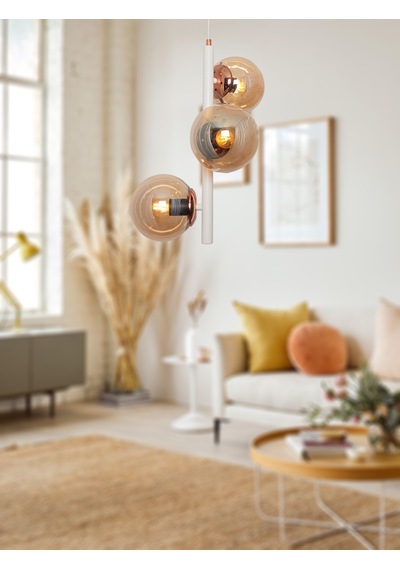Tt008-3 By Tt Aydınlatma Beyaz-Bakır Renk Bal Camlı Lüks Avize