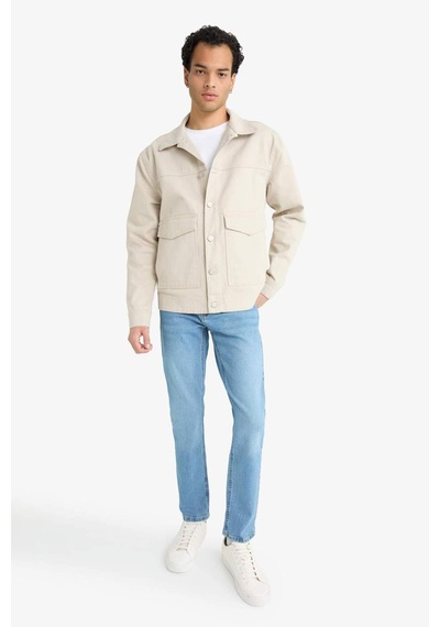 Defacto Relax Fit Düğmeli Cepli Denim Ceket F8273ax25aubg766 Bej