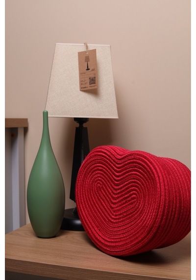 Jüt Hasır Sepet Oval Kapaklı Organizer 20x20 Kırmızı Kırmızı