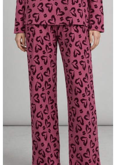 Kadın Çizgili Regular Fit Lila Pijama Takımı 4764