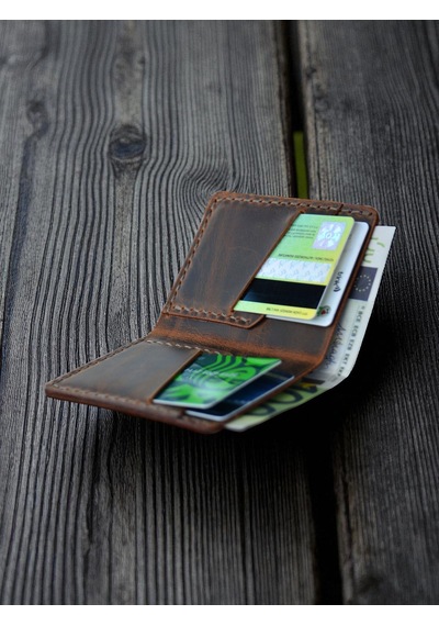 Kalkan Deri Crazy Leather Minimal Wallet Kahverengi