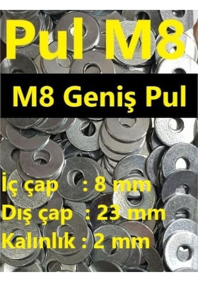 Pul - M8 Geniş Pul - 5/16 Pul Galvanizli (350 Adet)