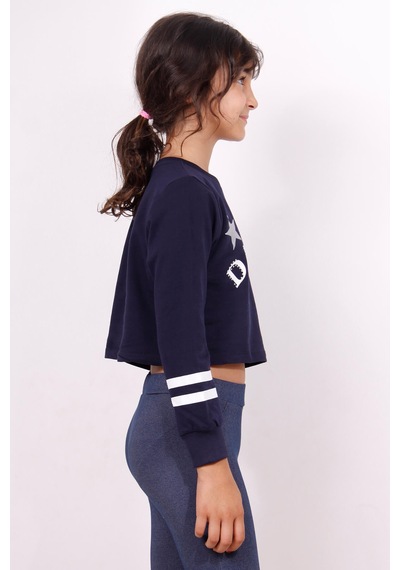 Toontoy Kız Çocuk Yıldızlı Dream Baskılı Sweatshirt Lacivert