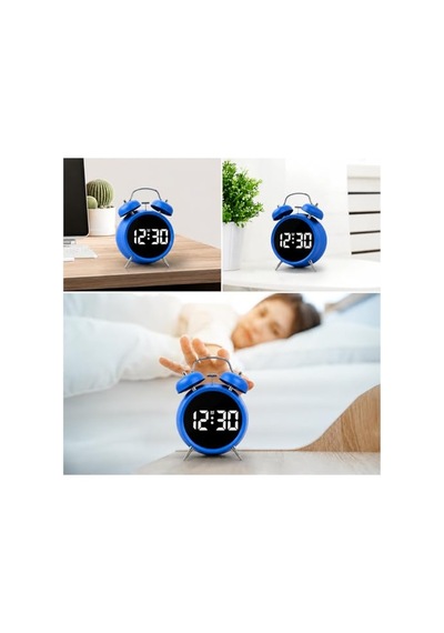 Çift Çanlı Dijital Alarm Saati 70db Yüksek Sesli, Led Ekranlı, Sıcaklık Ve Tarih Gösterimli, Sessiz Çalış Çok Renkli 60460648