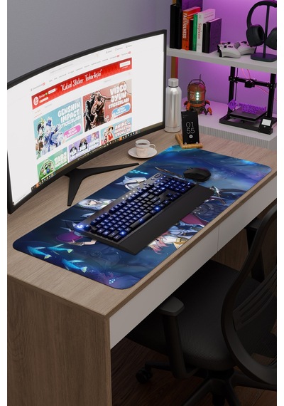 Blue Protocol Star Resonance Dikişli Kauçuk Oyuncu Mousepad V4 - 90x40 Xxl Gaming Mouse Pad