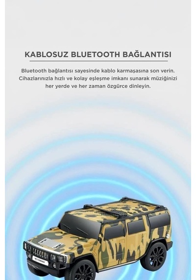 Premium Torima Bluetooth Hoparlör Araba Tasarımlı D48 Kamuflaj Ses Sistemi Radyolu Parti