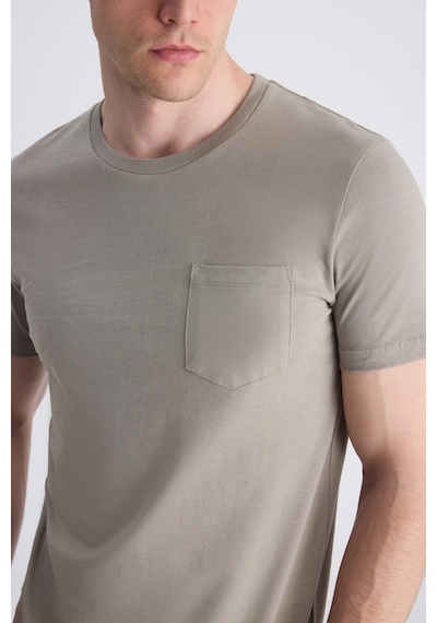 Twn Slim Fit Vizon Düz %100 Pamuklu T-shirt 4ec1400111252 V01