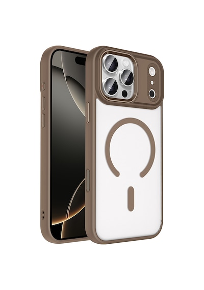 Ardemix Apple Uyumlu iPhone 17 Pro Max Kılıf Wireless Şarj Özellikli Zore Krom M-safe Silikon Kapak - Desert Gold Altın