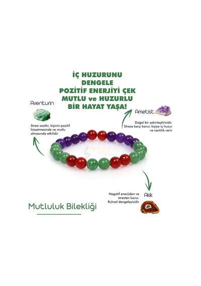 Mystic Energy Doğal Taş Mutluluk Tılsım Bilekliği Çok Renkli