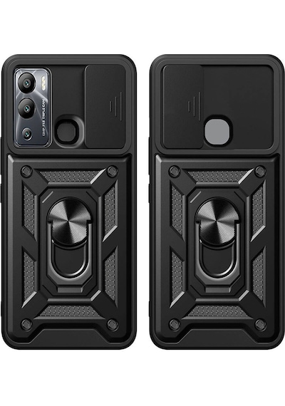 İnfinix Hot 20i İle Uyumlu Kılıf Magnetik Standlı Kamera Korumalı Sürgülü Kapak