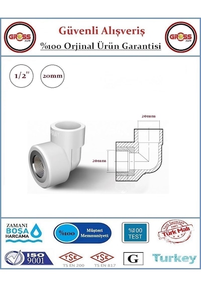 Fırat Pprc İç Dişli Dirsek - 20mm - 1/2'' ½