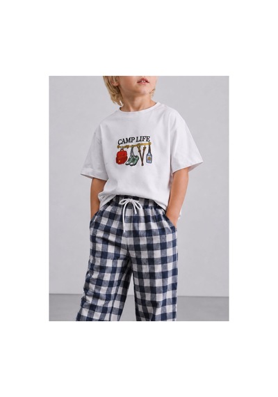 Minimorakids Erkek Çocuk % 100 Pamuk Keten Karışımlı Pantolon + T-shirt Takım Lacivert