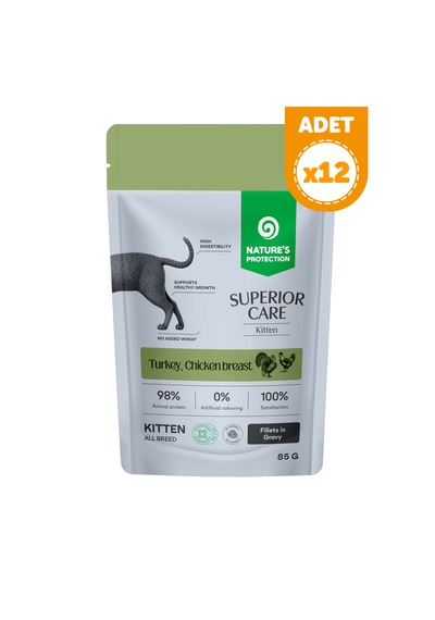 Nature S Protection Superior Care Hindi & Tavuk Göğüslü Sos İçinde Yavru Kedi Yaş Maması 85g 12 Adet