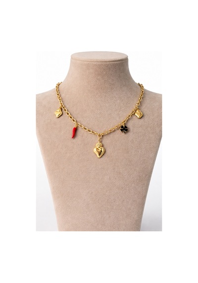 Charm Detaylı Zincir Kolye Çok renkli