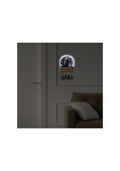 Led Işıklı Pleksi Dolunay Kişiselleştirilebilir Biblo Mariage Sarılan Gelin Damat Anahtar Askılı Gri - 737336431 Gri