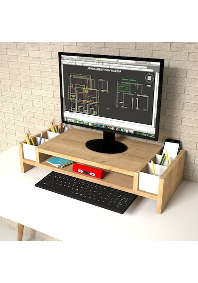 Emkawood Funny Safir Monitör Yükseltici Laptop Standı Beyaz - Meşe Emkawood Funny Safir Monitör Yükseltici Laptop Standı Beyaz - Meşe