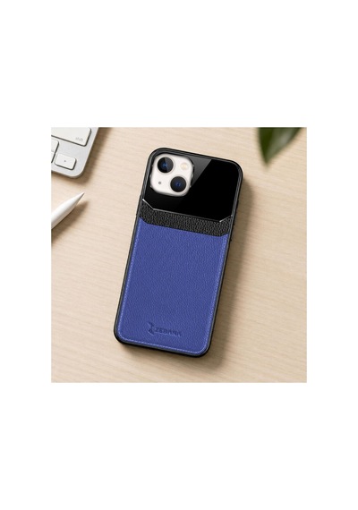 Apple İphone 13 Uyumlu Kılıf Lens Deri Kılıf Lacivert