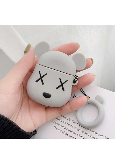 Apple Uyumlu iPhone 1/2. Nesil  Koruyucu Bluetooth Kulaklık Kılıfı Figürlü Sevimli Surat Airpods 1/2. Nesil
