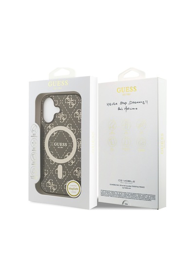 Apple Uyumlu iPhone 17 Kılıf Guess Lisanslı M-safeli Iml Baskılı Klasik Logolu 4g Desenli Kapak Kahverengi Kahverengi