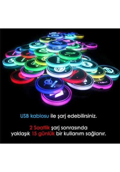 Fiat Uyumlu Ledli Bardaklık Altı Usb Sarjlı 2 Adet (507543021)