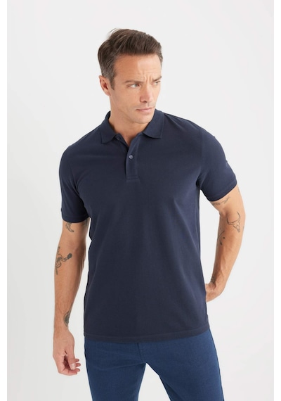 DeFacto %100 Pamuk Regular Fit Polo Yaka Kısa Kollu Basic Düz Pike Kumaş Tişört C1293AX25SPNV71