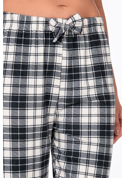 Kompedan Kadın Süet Siyah Kareli Pijama Tek Alt Desen 12