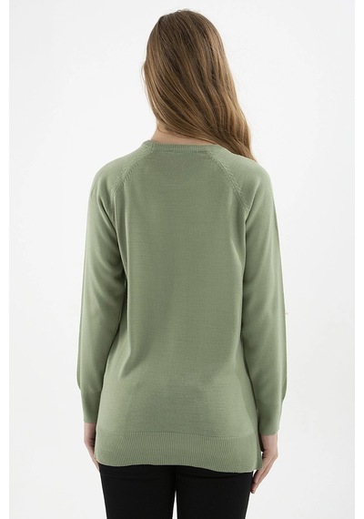 Fashion Frends Kadın Bisiklet Yaka Tunik Yeşil