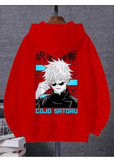 Arc Shoping Satoru Gojo Baskılı 3 İplik Şardonlu Sweatshirt - Siyah Beyaz Unisex Oversize Kapüşonlu Kırmızı Arc Shoping Satoru Gojo Baskılı 3 İplik Şardonlu Sweatshirt - Siyah Beyaz Unisex Oversize Kapüşonlu Kırmızı