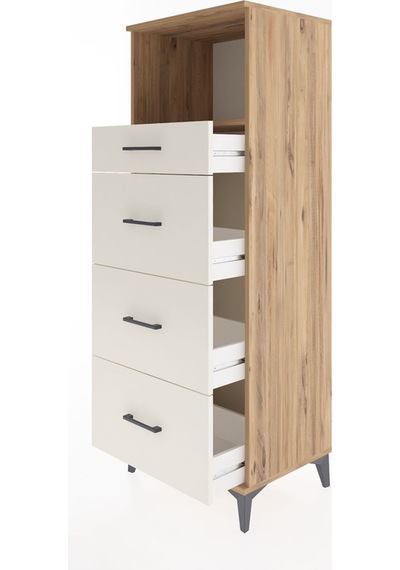 Hyperion Dolap Tek Raflı 4 Çekmeceli 60x44x163 Çam-aytaşı Çam