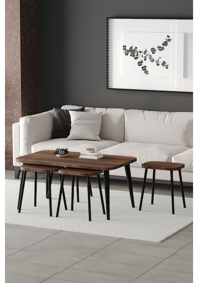 Roma Orta Sehpa Metal Ayaklı , 4+1 Orta Sehpa , 100 X 60 X 50 Cm Siyah Metal Barok