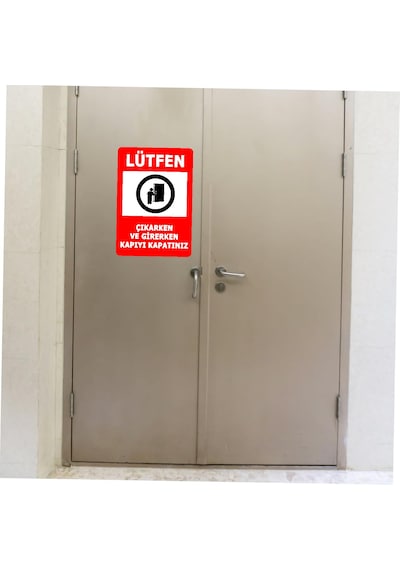 Lütfen Kapıyı Kapatın Sticker - Uyarı İkaz Dikkat Sticker - 00257 25x17 Cm