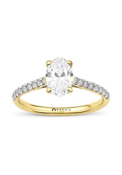 1.25 Karat Oval Tektaş Pırlanta Yüzük Beyaz Altın