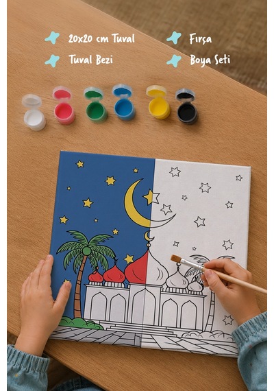 Palmiyeli Cami Şövalesiz Boya Seti 20x20
