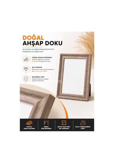 15x20 Ahşap Resim Çerçevesi Masaüstü Ve Duvara Asılabilir Fotoğraf, Poster Ve Sertifika Çerçevesi Doğal Ahşap Görünümlü