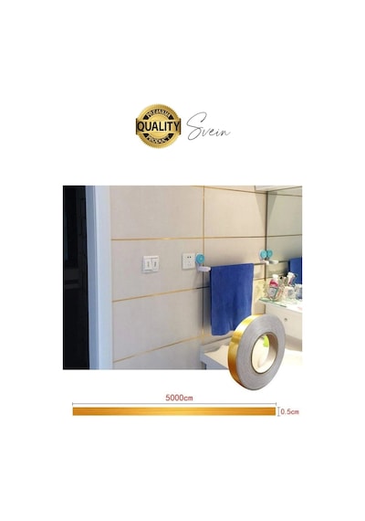 Premium Kendinden Yapışkanlı Gold Sarı Renk Fayans Derz Arası İzolasyon Bandı Dekoratif Bant 0,5 Cm