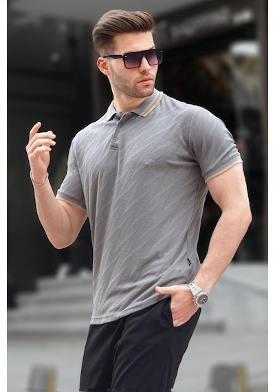 Madmext Füme Polo Yaka Regular Fit Erkek T-shirt 6110-füme Füme