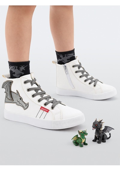 Denokids Ejderha Erkek Çocuk Beyaz Sneakers Spor Ayakkabı