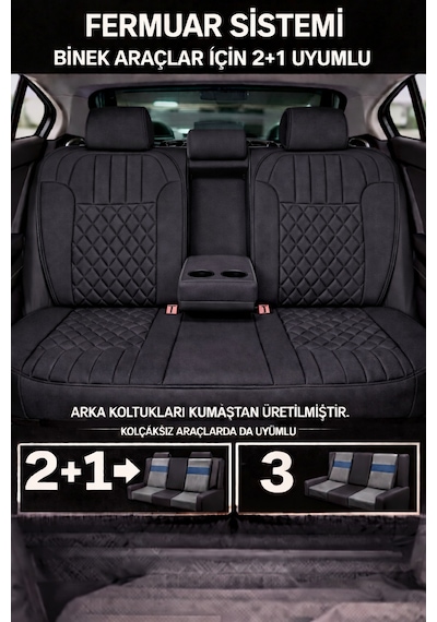 Fiat Egea Cross 2020 Ve Sonrası Uyumlu Zerafet Serisi Siyah 5'li Ortopedik Koltuk Minderi